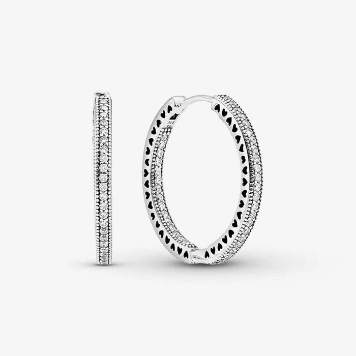 "PANDORA : Sparkle and Hearts Hoop Earrings - gifts for her"