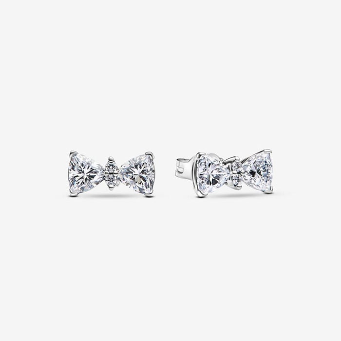 PANDORA : Sparkling Bow Stud Earrings - PANDORA : Sparkling Bow Stud Earrings