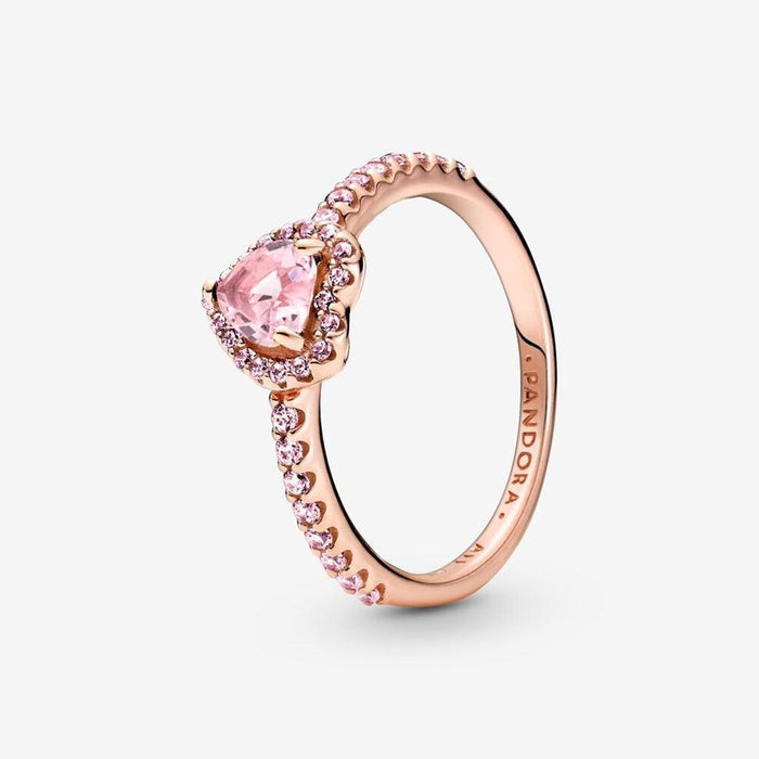 "PANDORA : Sparkling Elevated Heart Ring -"
