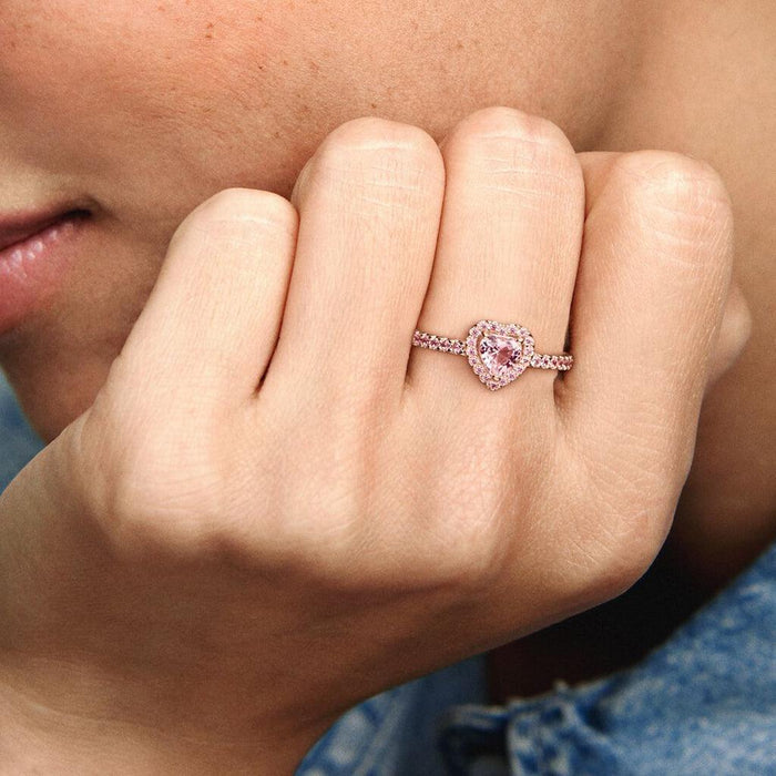 "PANDORA : Sparkling Elevated Heart Ring -"