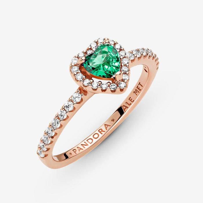 "PANDORA : Sparkling Elevated Heart Ring -"