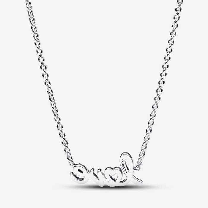 PANDORA : Sparkling Handwritten Love Collier Necklace - Sterling Silver - PANDORA : Sparkling Handwritten Love Collier Necklace - Sterling Silver