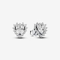 PANDORA : Sparkling Heart Halo Stud Earrings - Sterling Silver - PANDORA : Sparkling Heart Halo Stud Earrings - Sterling Silver