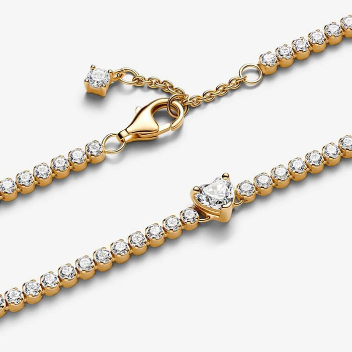 PANDORA : Sparkling Heart Tennis Bracelet - Gold - PANDORA : Sparkling Heart Tennis Bracelet - Gold