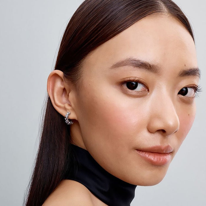 PANDORA : Sparkling Hearts Open Hoop Earrings - PANDORA : Sparkling Hearts Open Hoop Earrings