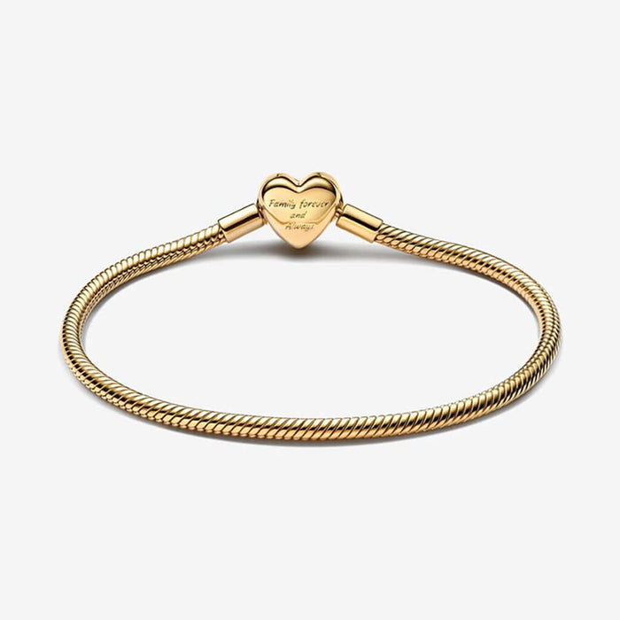 PANDORA : Sparkling Infinity Heart Clasp Snake Chain Bracelet - Gold