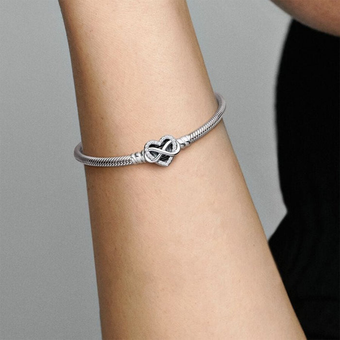 "PANDORA : Pandora Moments Sparkling Infinity Heart Clasp Snake Chain Bracelet -"