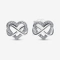 "PANDORA : Sparkling Infinity Heart Stud Earrings -"