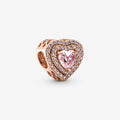 "PANDORA : Sparkling Levelled Heart Charm -"