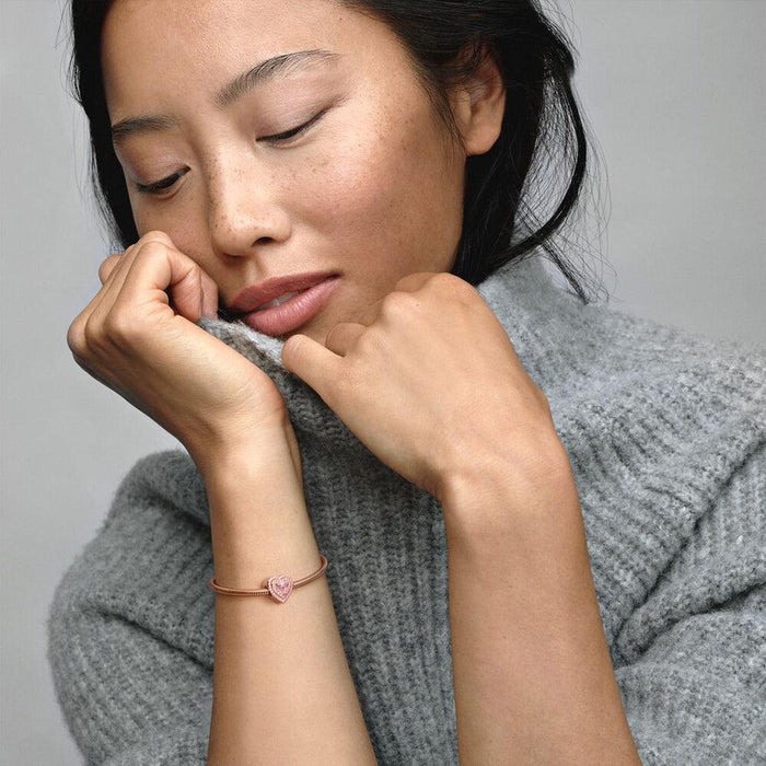 "PANDORA : Sparkling Levelled Heart Charm -"