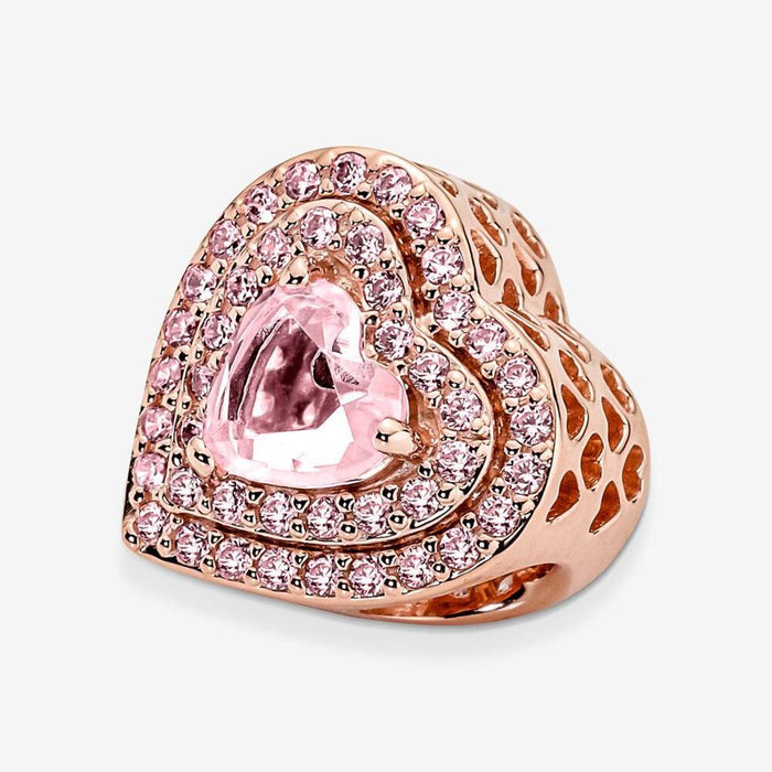 "PANDORA : Sparkling Levelled Heart Charm -"