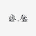 PANDORA : Sparkling Moon & Star Stud Earrings - PANDORA : Sparkling Moon & Star Stud Earrings