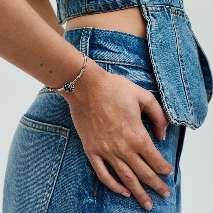 PANDORA : Sparkling Pavé Round Black Charm - Sterling Silver - PANDORA : Sparkling Pavé Round Black Charm - Sterling Silver