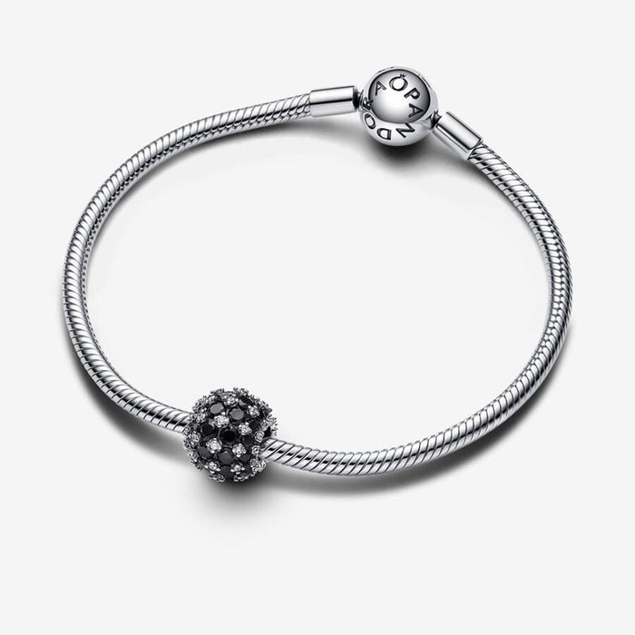 PANDORA : Sparkling Pavé Round Black Charm - Sterling Silver - PANDORA : Sparkling Pavé Round Black Charm - Sterling Silver