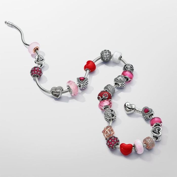 PANDORA : Sparkling Pavé Round Pink Charm - Sterling Silver - PANDORA : Sparkling Pavé Round Pink Charm - Sterling Silver