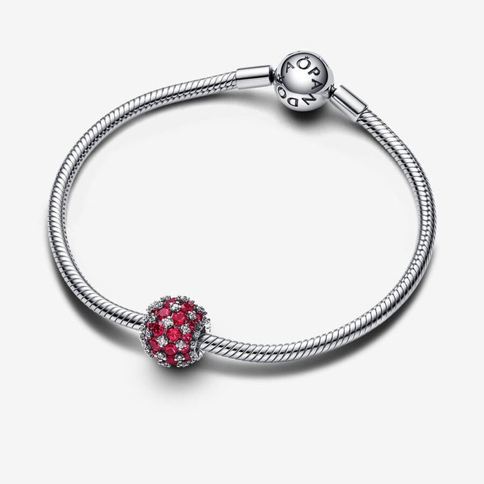 PANDORA : Sparkling Pavé Round Pink Charm - Sterling Silver - PANDORA : Sparkling Pavé Round Pink Charm - Sterling Silver