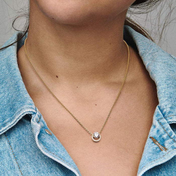 "PANDORA : Sparkling Round Halo Pendant Collier Necklace -"