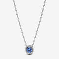 PANDORA : Sparkling Square Blue Halo Pendant Necklace - PANDORA : Sparkling Square Blue Halo Pendant Necklace