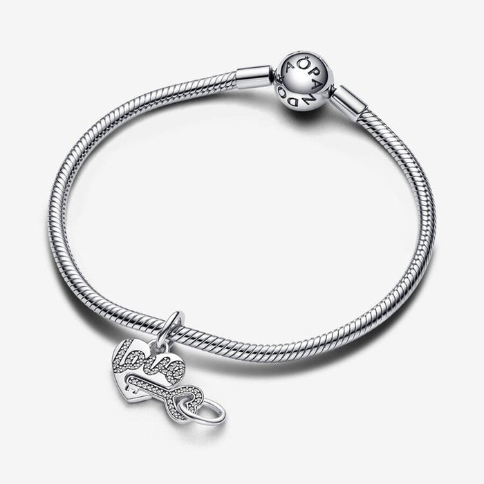 "PANDORA : Splittable Heart & Key Dangle Charm in Sterling Silver - PANDORA : Splittable Heart & Key Dangle Charm in Sterling Silver"