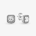 "PANDORA : Square Sparkle Halo Stud Earrings -"