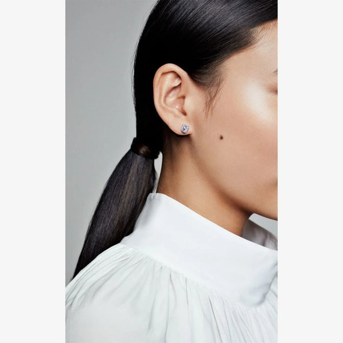 "PANDORA : Square Sparkle Halo Stud Earrings -"