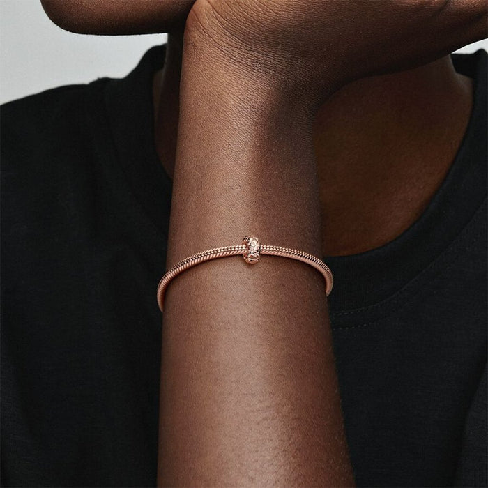 "PANDORA : Studded Clip Charm in Rose Gold Plated - PANDORA : Studded Clip Charm in Rose Gold Plated"