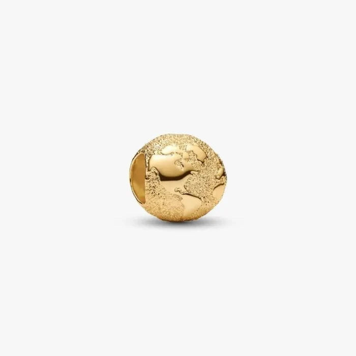 Gold  cylindrical globe  charm on a white background