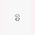 Silver number 8 charm on a white background