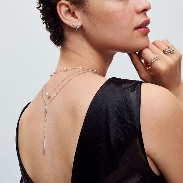 PANDORA : Treated Freshwater Cultured Pearl Collier Necklace - Sterling Silver - PANDORA : Treated Freshwater Cultured Pearl Collier Necklace - Sterling Silver