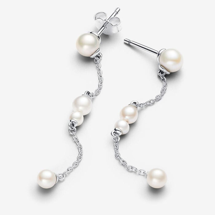 PANDORA : Treated Freshwater Cultured Pearl Drop Earrings - Sterling Silver - PANDORA : Treated Freshwater Cultured Pearl Drop Earrings - Sterling Silver