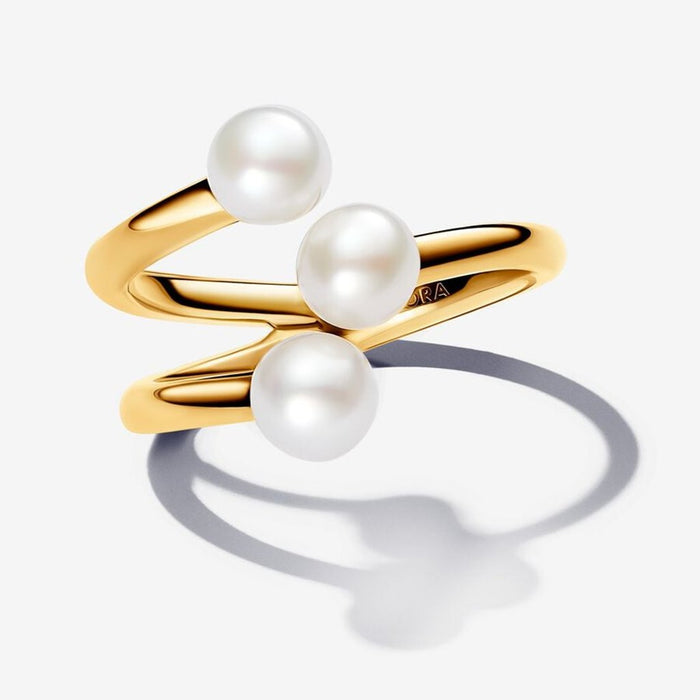 Pandora-Treated Freshwater Cultured Pearl Open Ring-Pandora rings-Gold rings-Summer jewelry-Bold rings - Pearl rings- waterproof rings-Pandora near me