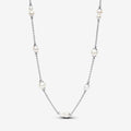 PANDORA : Treated Freshwater Cultured Pearl Station Chain Necklace - Sterling Silver - PANDORA : Treated Freshwater Cultured Pearl Station Chain Necklace - Sterling Silver