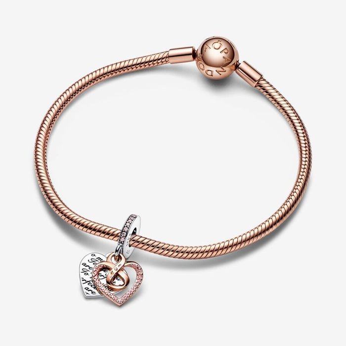 "PANDORA : Two-tone Infinity Heart Double Dangle Charm -"