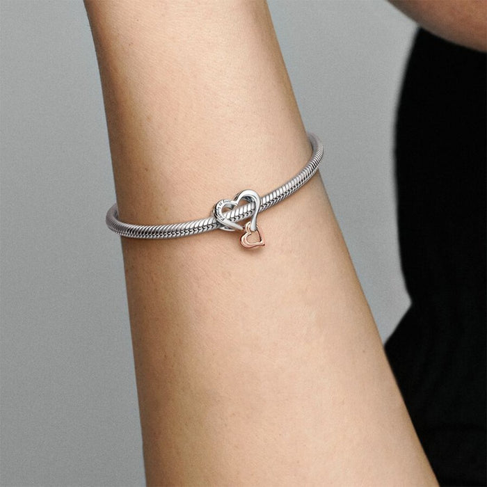 "PANDORA : Two-tone Openwork Infinity Heart Charm -"