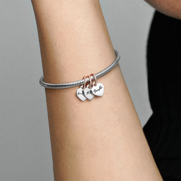"PANDORA : Two-tone Splittable Family Generation of Hearts Triple Dangle Charm -"