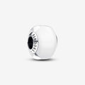 PANDORA : White Mini Murano Glass Charm in Sterling Silver - PANDORA : White Mini Murano Glass Charm in Sterling Silver