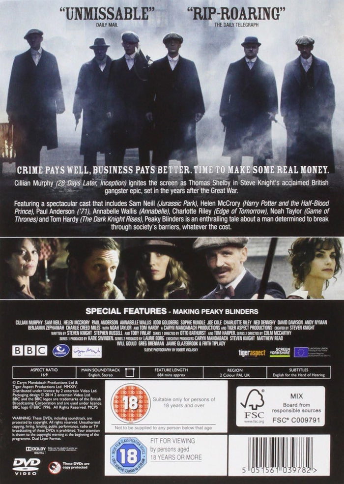 Peaky Blinders Season 1-2 – DVD Crime Drama TV Series Cillian Murphy BBC