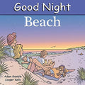 Book cover of 'Good Night Beach' with a family on a beach at sunset.