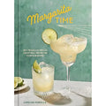 Book cover of 'Margarita Time' with margarita glasses and lime slices on a green background.
