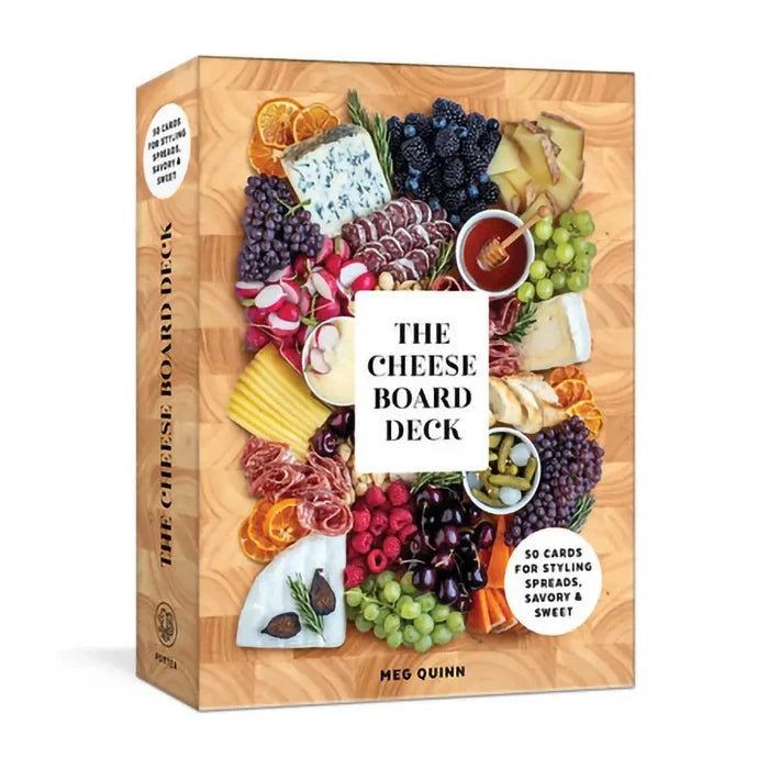 Box of 'The Cheese Board Deck' with a design of a cheeseboard on a white background
