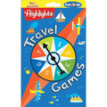 Packaging of Highlights Travel Games with colorful design and compass illustration.