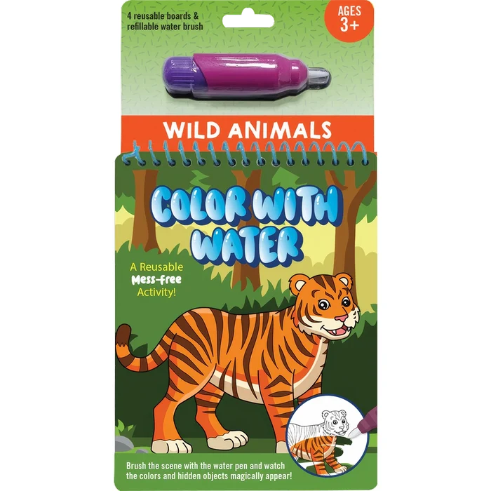 Color with water kit for children featuring a tiger illustration on the packaging.