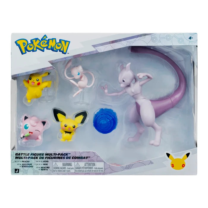 Pokemon Battle Figure 5 Pack 4.5 Inch Mewtwo Plus Four 2 Inch Battle Figures Jazwares