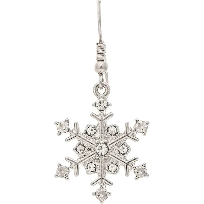 Rain : Silver Crystal Sparkle Snowflake Earring