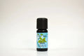 Bottle of Sage essential oil with a black cap on a white background