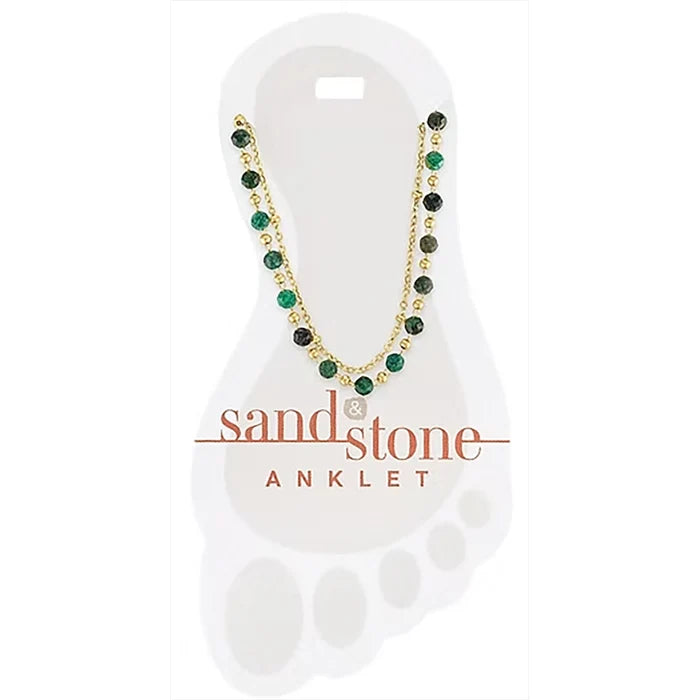 Sand & Stone anklet on a white card with brand name.