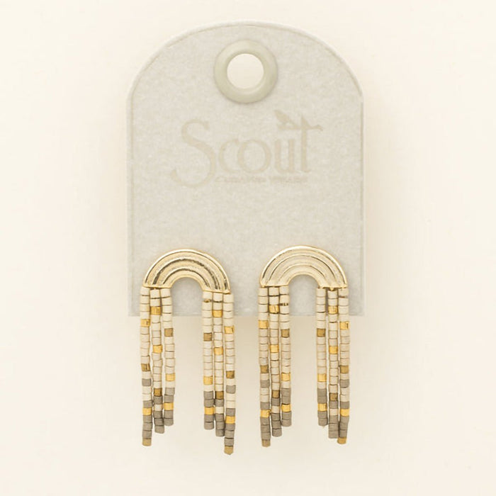Scout Curated Wears : Chromacolor Miyuki Rainbow Fringe Earring - Pewter Multi/Gold - Scout Curated Wears : Chromacolor Miyuki Rainbow Fringe Earring - Pewter Multi/Gold
