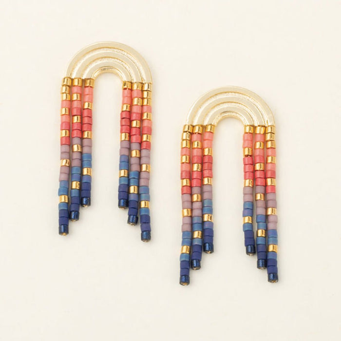 Scout Curated Wears : Chromacolor Miyuki Rainbow Fringe Earring - Multi/Gold - Scout Curated Wears : Chromacolor Miyuki Rainbow Fringe Earring - Multi/Gold
