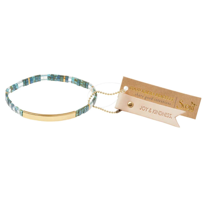 Scout Curated Wears : Good Karma Miyuki Bracelet - "Joy & Kindness" - Marine/Gold