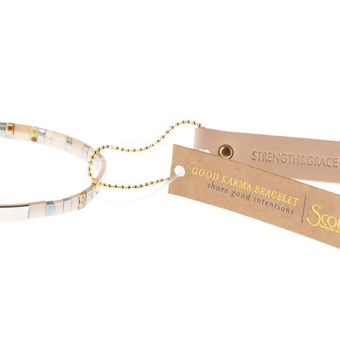"Scout Curated Wears : Good Karma Miyuki Bracelet | Strength & Grace - Ivory/Silver -"